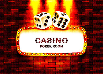 Poker casino poster logo template design