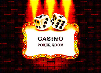 Poker casino poster logo template design