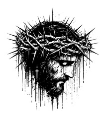 crown of thorns of jesus christ - black and white (artwork 2)