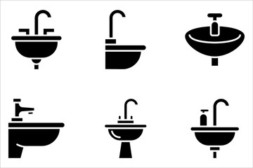 Bathroom sink unit line icon set, outline vector sign, linear style pictogram isolated on white background