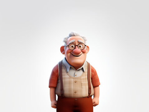 Old man 3D cartoon Character