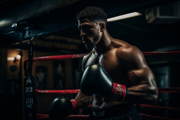 Fototapeta na wymiar Boxer training in gym