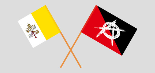 Crossed flags of Vatican and anarchy. Official colors. Correct proportion