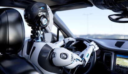 Robot driving a car - 707682622
