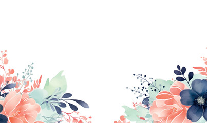 watercolor floral background frame - obrazy, fototapety, plakaty