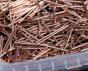 copper colored decorative nails for decorations and decor fixing