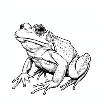 black and white frog sitting clip art preview