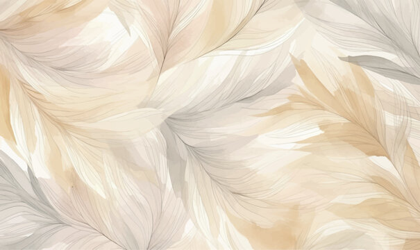feathers beige seamless pattern