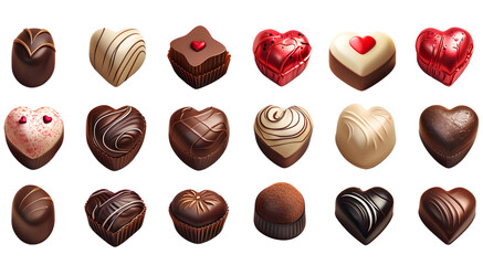 Illustration set of realistic Valentine's Day chocolate desserts Generative AI	 - obrazy, fototapety, plakaty