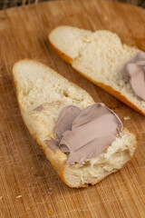 Obraz na płótnie Canvas making a sandwich with chocolate-flavored cheese