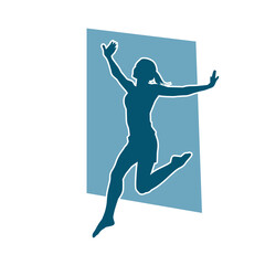 Silhouette of a female ballet dancer in action pose. Silhouette of a ballerina girl dancing pose.