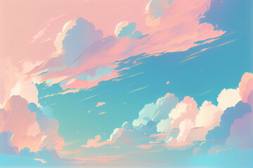 Fototapeta na wymiar Serene Pastel Sky Illustration
