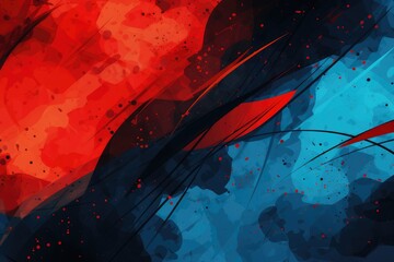 Abstract watercolor background with blue and red splashes with place for your text, for awareness Day, Week or Month - obrazy, fototapety, plakaty