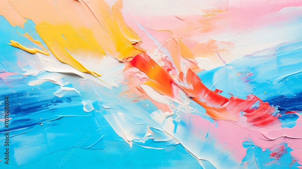 Aufkleber fragment of multicolored texture painting with rough brushstrokes and palette knife. abstract art ba