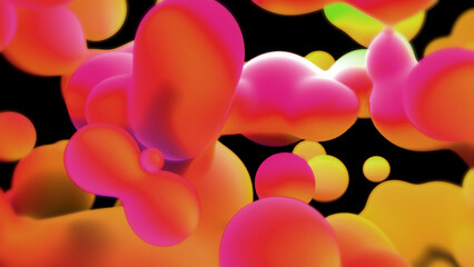 orange and pink slime wax liquid from alien planet - abstract 3D illustration - obrazy, fototapety, plakaty