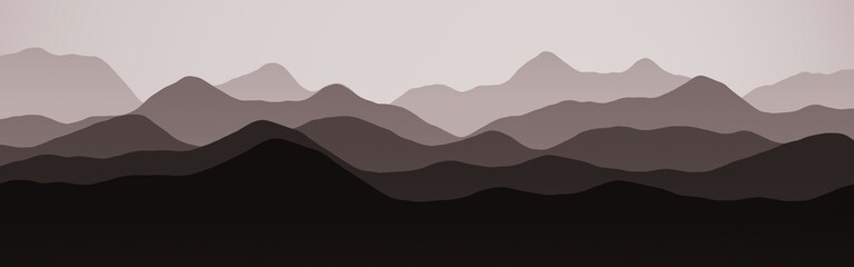 Fototapeta na wymiar modern mountains peaks nature landscape - flat digitally drawn background or texture illustration