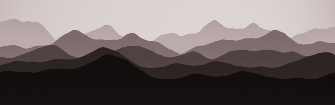 modern mountains peaks nature landscape - flat digitally drawn background or texture illustration