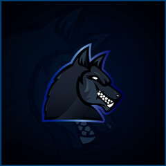 Wolf Gaming Metal Blue Mascot Logo