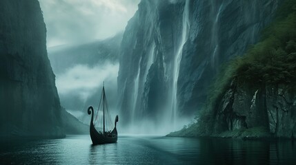 Viking Warrior's Epic Adventure: Conquering the Mighty Fjord of Norse Mythology