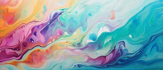 Fototapeta premium Multicolored abstract painting with textured strokes and shapes on a stylish wallpaper