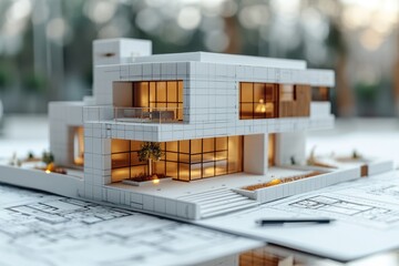 Blueprint and mockup house. Architecture Generative AI