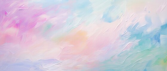 Abstract painting background with pastel positive colors and natural oil paint texture for wallpaper, pattern, art print, and other design elements - obrazy, fototapety, plakaty