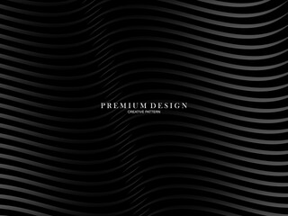 Abstract futuristic dark black background with waving design. Realistic 3d wallpaper with luxurious flowing lines. Elegant background for posters, websites, brochures, cards, banners, apps etc.