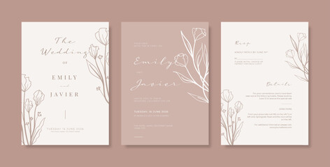 Beautiful wedding invitation template. Simple and elegant wedding card template