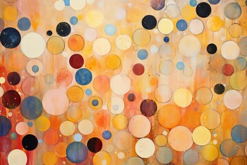 Abstract painting of circles in different colors and sizes. Artistic texture and composition with geometric shapes.