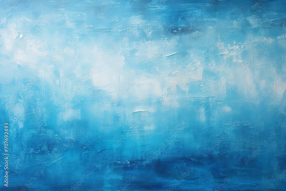 Poster blue acrylic painting with abstract textures and patterns on canvas for modern art and design