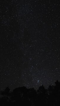 Time lapse of moving stars in night sky
