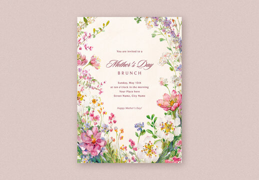 Mother’s Day Brunch Invitation Card, Generative AI
