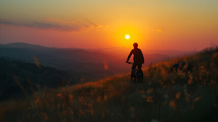 Rider On Hills At Sunset, Generative Ai