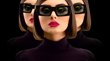 Through the Looking Glass, Enigmatic Women Embracing the Black Eyewear Trend