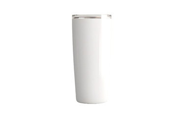 a white tumbler with a straw on a transparent background - obrazy, fototapety, plakaty