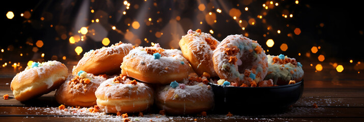 Krapfen, kreppel, donuts traditional food for Mardi Gras.