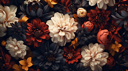 An abstract pattern of living flowers