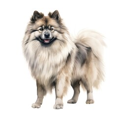 Obraz premium Keeshond dog breed watercolor illustration. Cute pet drawing isolated on white background.