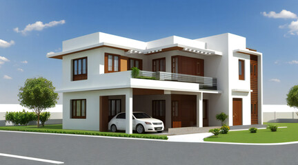Fototapeta na wymiar 3d rendering of modern cozy house isolated on white background