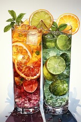 Colorful illustration of non-alcoholic cocktail