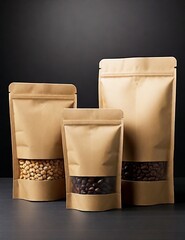 Elevate your brand with the sophisticated appeal of a kraft paper bag standup pouch, featuring a secure zipper for packaging needs.

