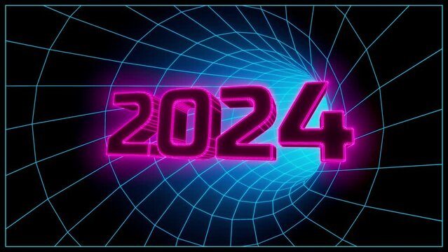 2024 text in retro style loop