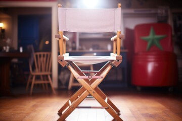 cobweb-laden spotlight shining on an empty director胢s chair