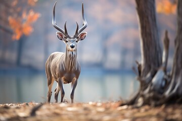 kudu standing alert to danger in the wild