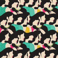 Seamless pattern with silhouettes of women's
