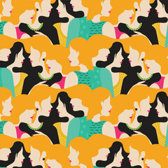 Seamless pattern with silhouettes of women's
