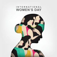 International Women's Day. Vector illustration of a female silhouette.
