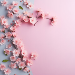 A delicate pink flower stands out against a serene blue and white backdrop, evoking feelings of beauty and tranquility