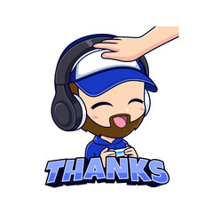 Happy cartoon gamer expressions sticker gaming mascot logo