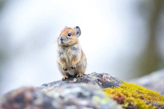 pika standing upright on a boulder